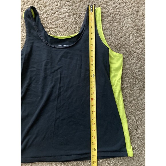 Ann Taylor Womens Large/XL Black Yellow Tank Top Sleeveless Layering Scoop Neck - Picture 6 of 7